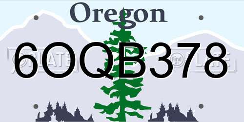 6OQB378 Oregon License Plate