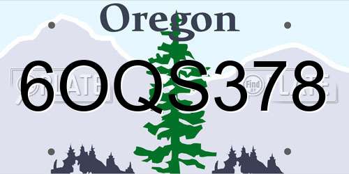 6OQS378 Oregon License Plate