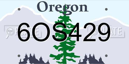 6OS429 Oregon License Plate