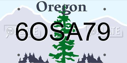 6OSA79 Oregon License Plate