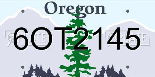 6OT2145 Oregon License Plate