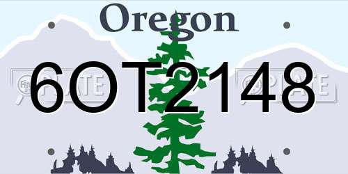 6OT2148 Oregon License Plate