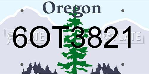6OT3821 Oregon License Plate