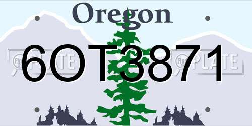 6OT3871 Oregon License Plate
