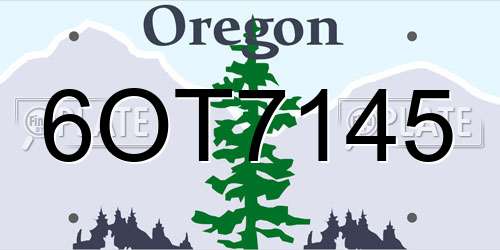 6OT7145 Oregon License Plate