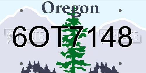 6OT7148 Oregon License Plate