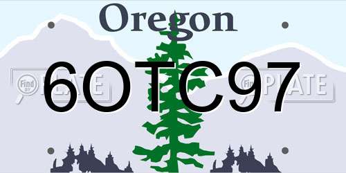 6OTC97 Oregon License Plate