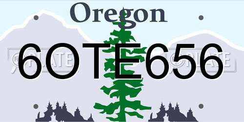 6OTE656 Oregon License Plate