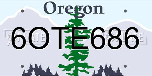 6OTE686 Oregon License Plate
