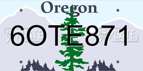 6OTE871 Oregon License Plate