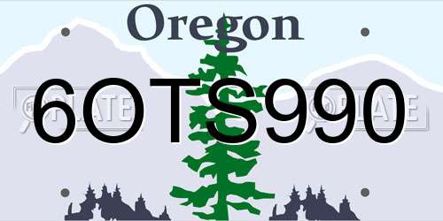 6OTS990 Oregon License Plate