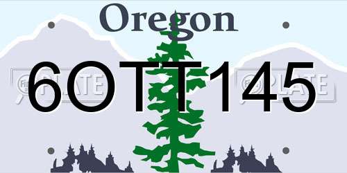 6OTT145 Oregon License Plate