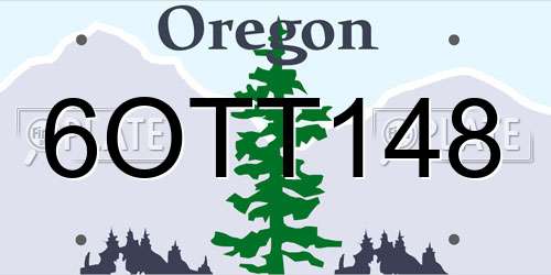 6OTT148 Oregon License Plate