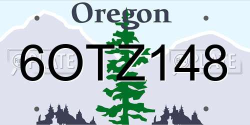 6OTZ148 Oregon License Plate