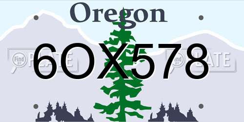 6OX578 Oregon License Plate