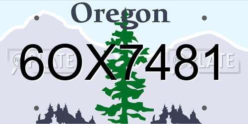 6OX7481 Oregon License Plate