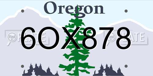 6OX878 Oregon License Plate