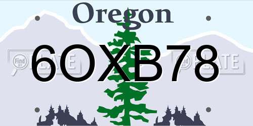 6OXB78 Oregon License Plate
