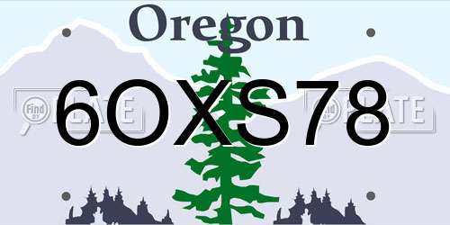 6OXS78 Oregon License Plate