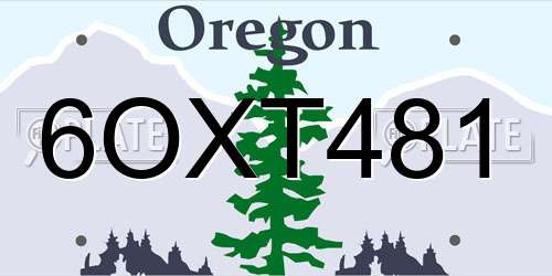 6OXT481 Oregon License Plate
