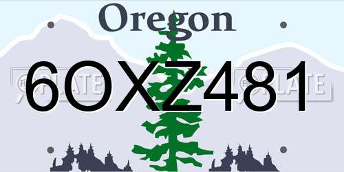 6OXZ481 Oregon License Plate