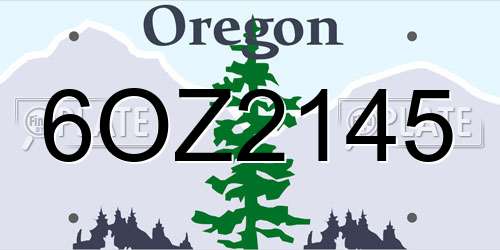 6OZ2145 Oregon License Plate