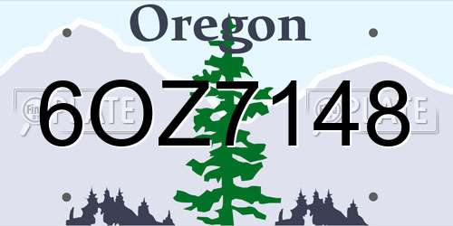 6OZ7148 Oregon License Plate