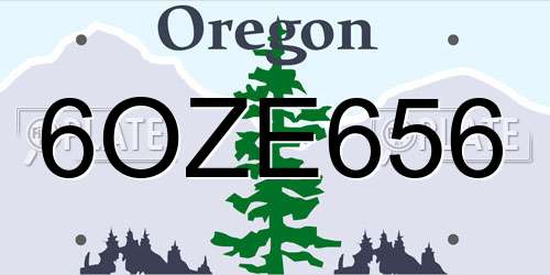6OZE656 Oregon License Plate