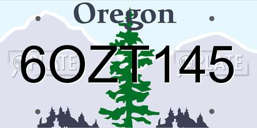 6OZT145 Oregon License Plate