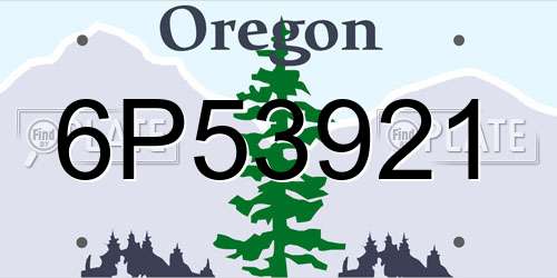 6P53921 Oregon License Plate