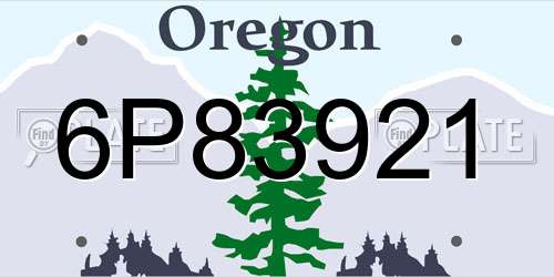 6P83921 Oregon License Plate