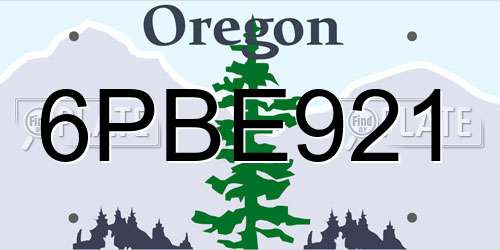 6PBE921 Oregon License Plate