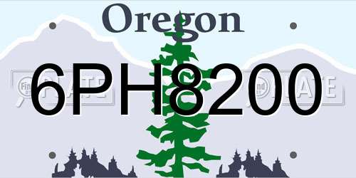 6PH8200 Oregon License Plate