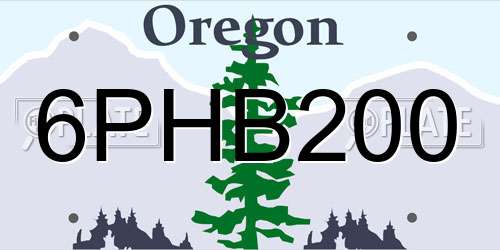 6PHB200 Oregon License Plate