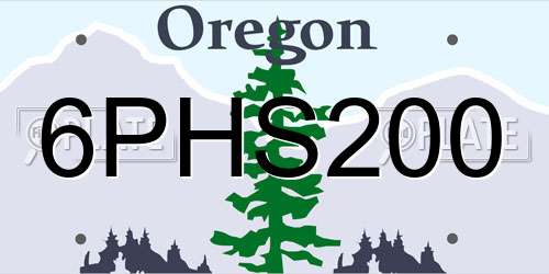 6PHS200 Oregon License Plate