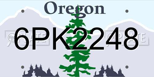 6PK2248 Oregon License Plate