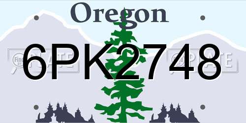 6PK2748 Oregon License Plate