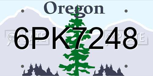 6PK7248 Oregon License Plate
