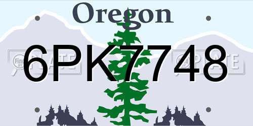 6PK7748 Oregon License Plate