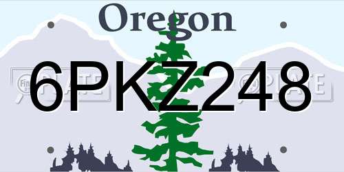 6PKZ248 Oregon License Plate