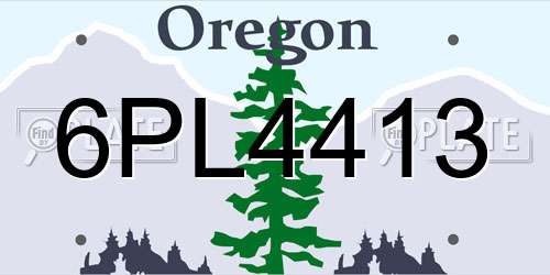 6PL4413 Oregon License Plate