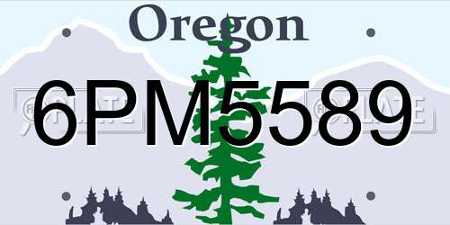 6PM5589 Oregon License Plate