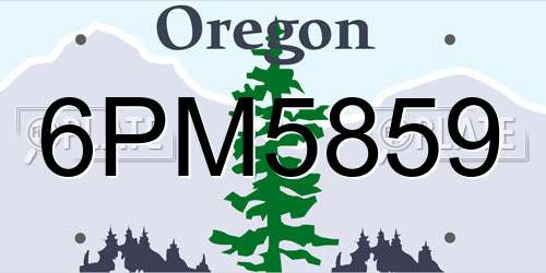 6PM5859 Oregon License Plate