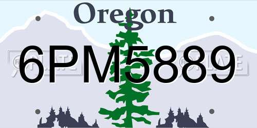 6PM5889 Oregon License Plate