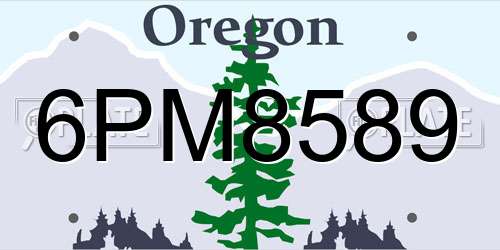 6PM8589 Oregon License Plate