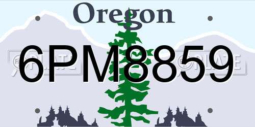 6PM8859 Oregon License Plate