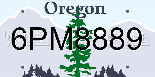 6PM8889 Oregon License Plate
