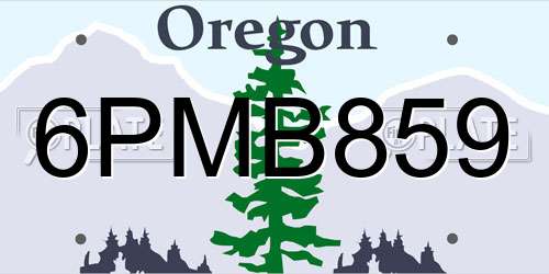 6PMB859 Oregon License Plate