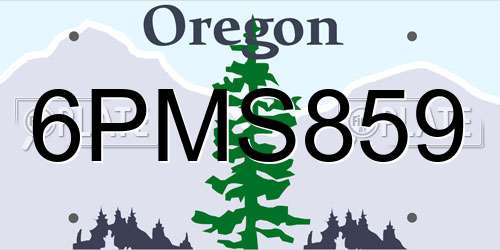 6PMS859 Oregon License Plate