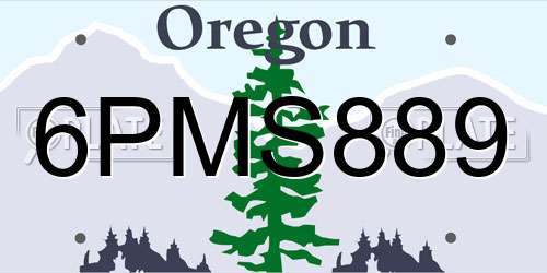 6PMS889 Oregon License Plate